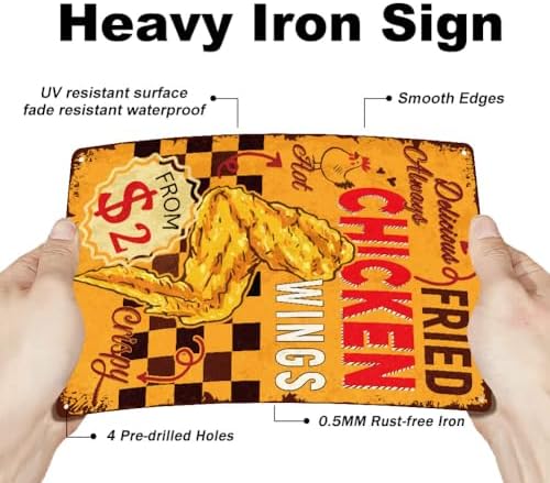 SUPERDANT Vintage Chicken Wings Metal Tin Sign 12x8in