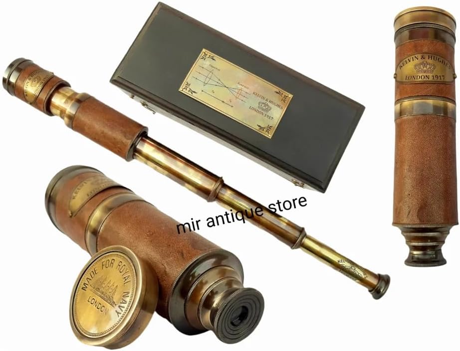 19 Inch Solid Brass Vintage Nautical Telescope with Wooden Box