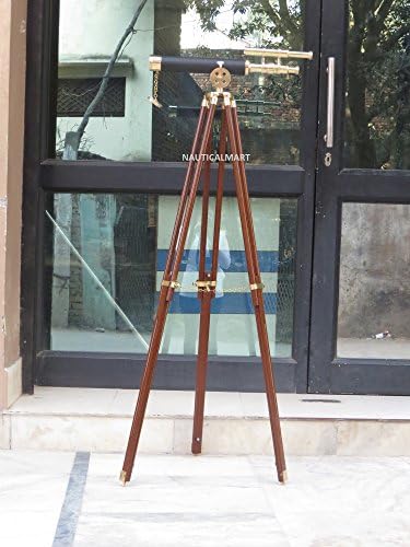 1970S Leather Brass 18 Elegant Telescope Rosewood Tripod Collectable Decor