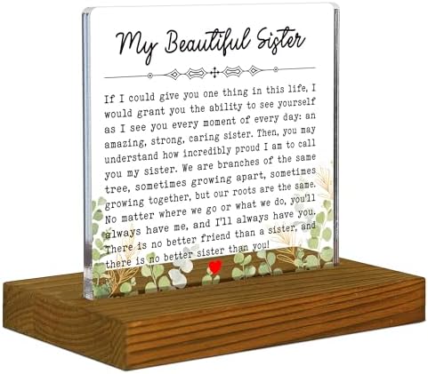 My Sister Plaque Gift To My Sister Sayings Acrylic Desk Plaque with Wood Stand