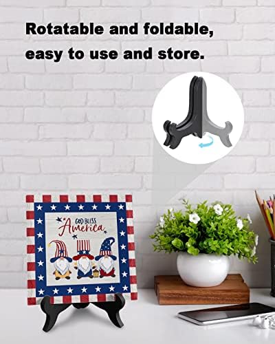 USA Flag Wooden Stand Desk Plaque Decor Sign