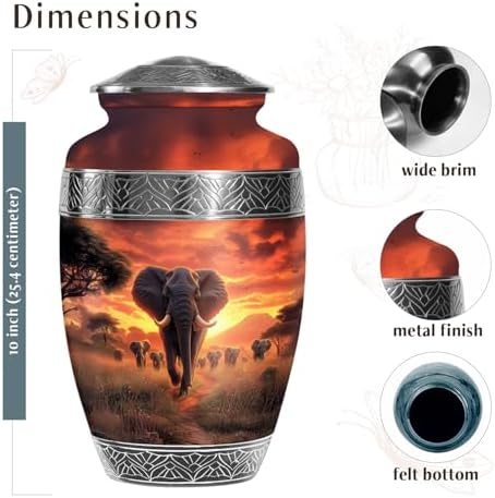 Saburial Elephant Unique Burial Urn for Human Ashes - 10 Inch Large Adult Urn