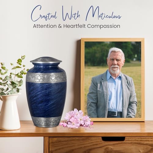 Home Elm Decorative Urn for Human Ashes Large Blue