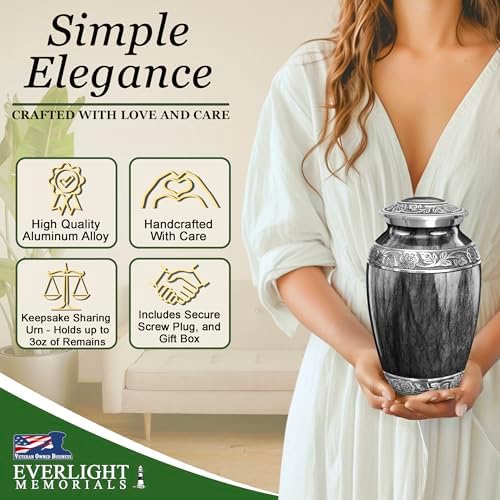 Black Watercolor Urn for Adult Human Ashes Large Memorial Cremation Urn