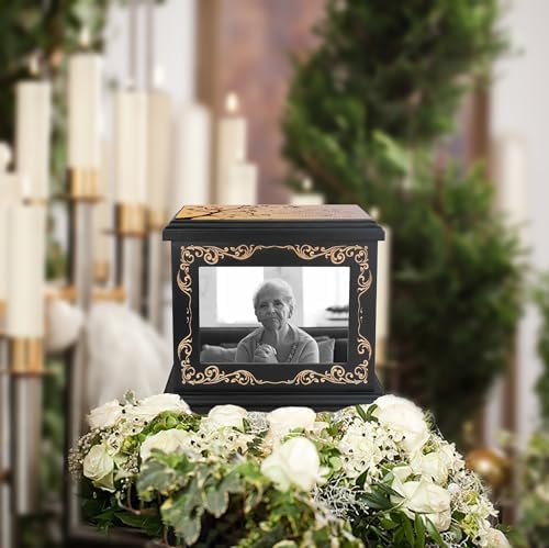 Wooden Cremation Urn with Photo Frame for Human Ashes 1