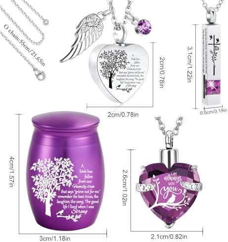 Cremation Urn Necklace Set of 6 - Small Urns for Human and Pet Ashes