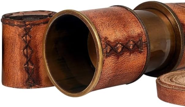 Vintage Brass Spyglass Telescope with Genuine Leather Cover