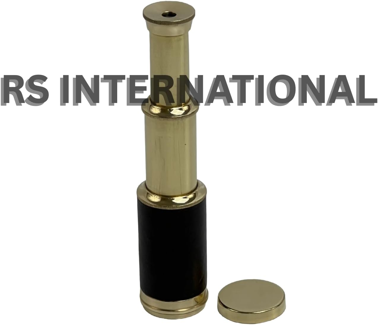 Antique Brass Leather Folding Telescope - Vintage Pirate Spyglass with Case