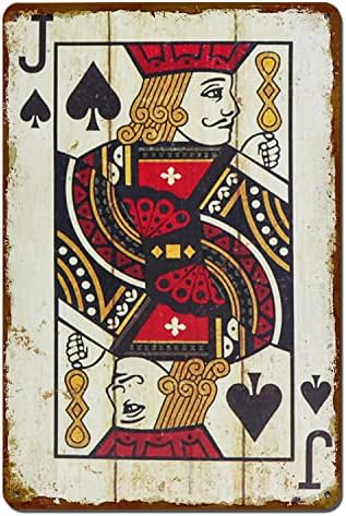 Vintage Poker Metal Wall Sign with Spades Jack Ace Queen King 10