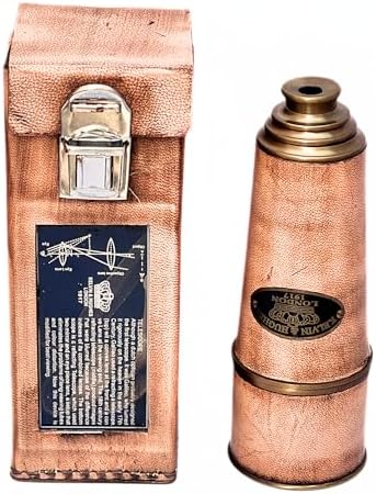 Vintage Brass Handheld Telescope with Leather Case 15x Magnification