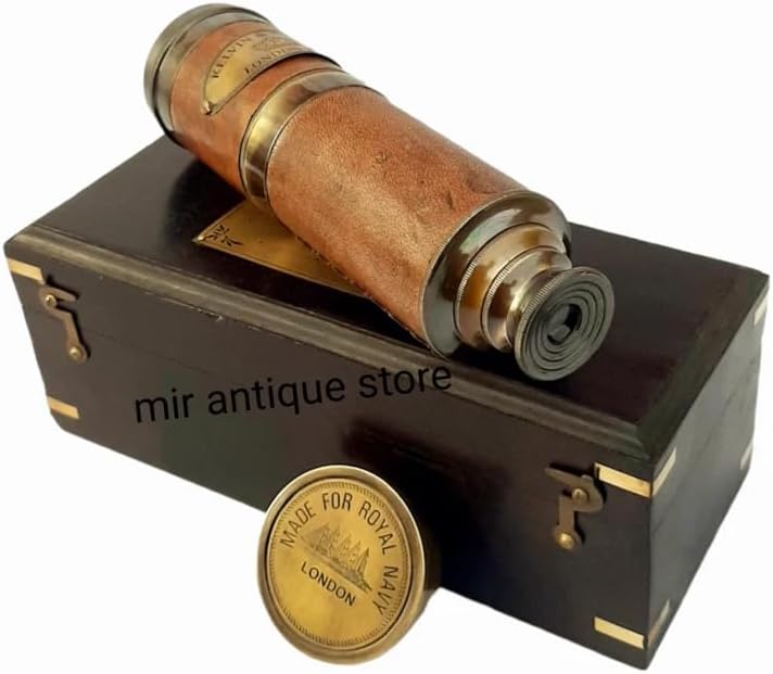 19 Inch Solid Brass Vintage Nautical Telescope with Wooden Box