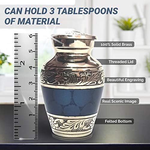 Small Keepsake Cremation Urn with Velvet Heart Case and Funnel
