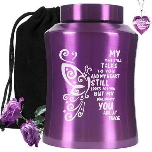 ANTESCORT Decorative Urn for Human Ashes Stainless Steel Large Butterfly Design