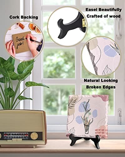 Modern Floral Leaf Ceramic Desk Decor with Wooden Stand