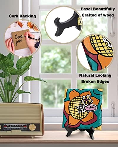 Wooden Stand Desk Decor with Color Block Plaque 1