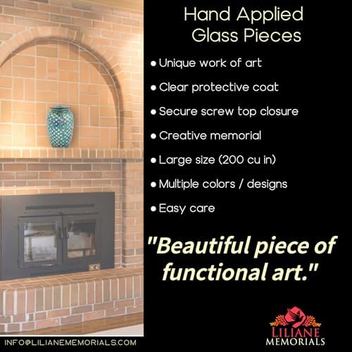 Mosaic Glass Cremation Urn - Blue Unique Artwork