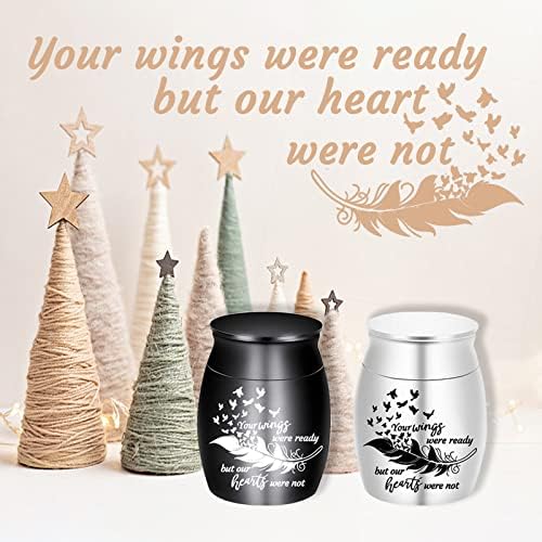 Mini Cremation Urns Set of 6 - Feather Seagull Pattern Stainless Steel Keepsake Ashes Holders