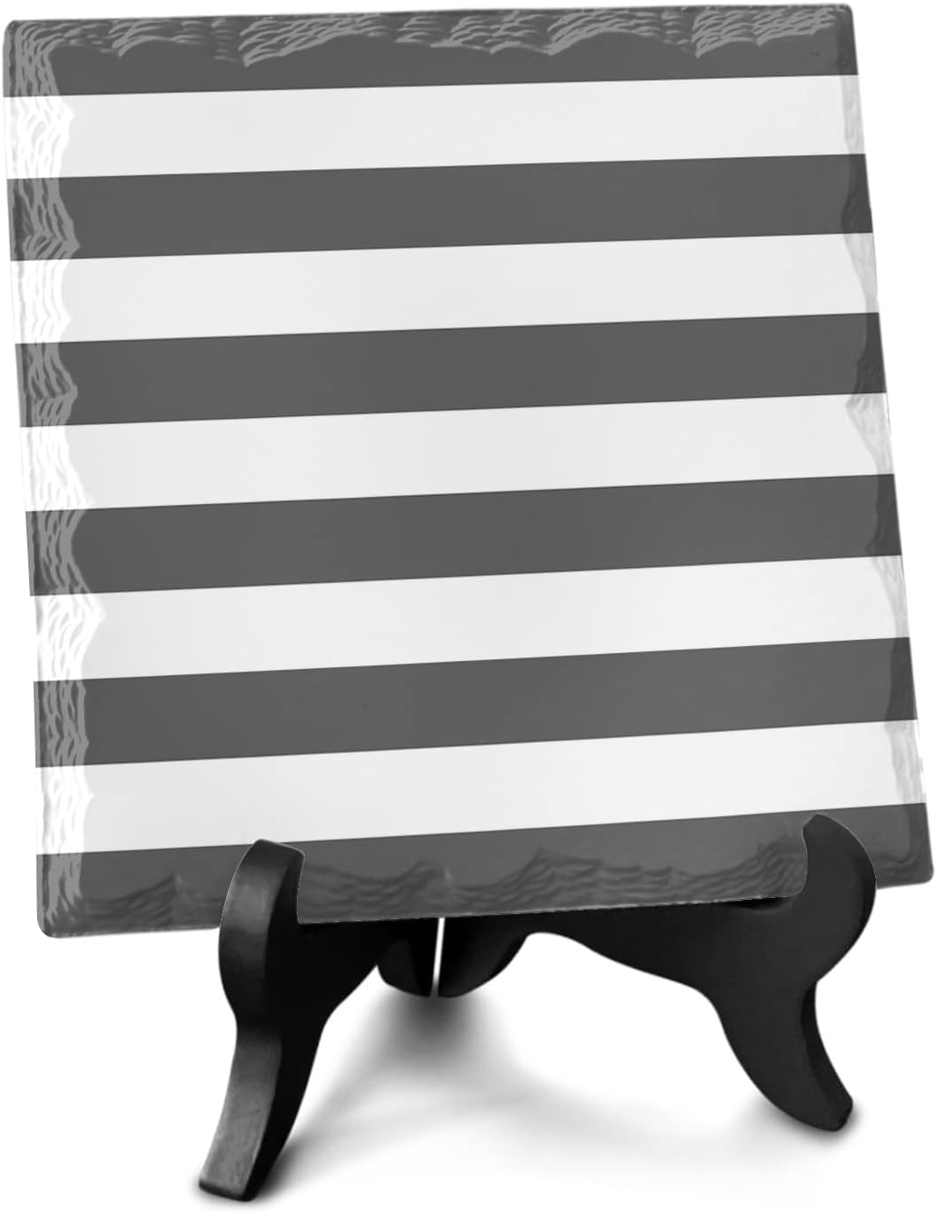 Wooden Stand Desk Decor Plaque with Stripes Minimalist Style