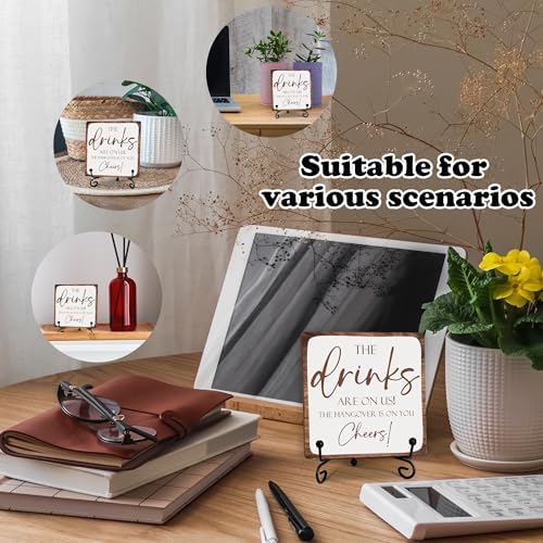 Bar Signs For Home Bar Decorations 5 Inch Wooden Plaque With Iron Support