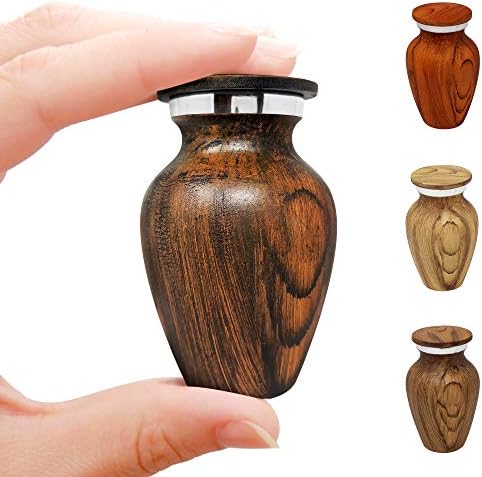 Small Keepsake Urn with Cherry Wood Appearance and Secure Lid