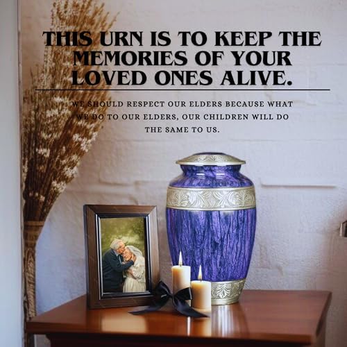 Elegant Purple Metal Cremation Urn for Adult Ashes