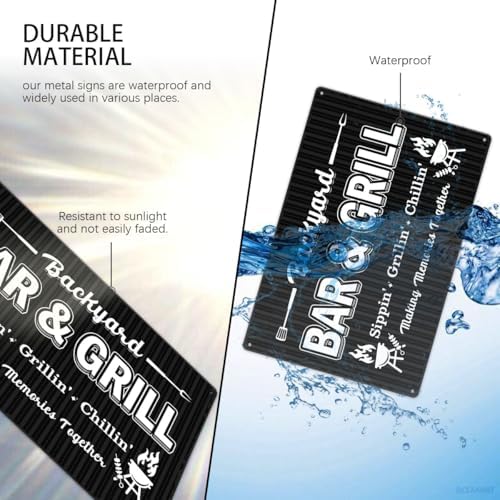 Backyard Bar And Grill Tin Sign Funny Art Poster Wall Decor