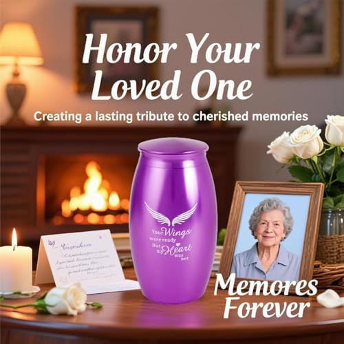 Purple Angel Decorative Urn for Human Ashes