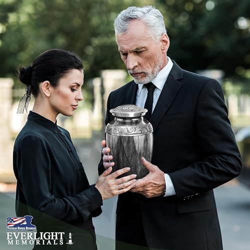 Black Watercolor Urn for Adult Human Ashes Large Memorial Cremation Urn