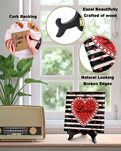 Valentine Desk Decor with Black White Stripes
