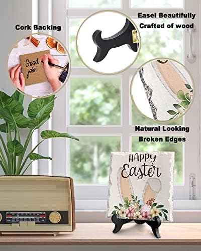 Happy Easter Decorative Desk Plaque with Wooden Stand