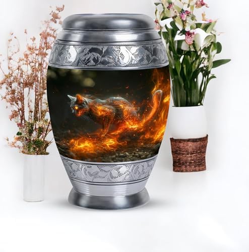 Cat with Light Decorative Urn 10 Inch Cremation Urn