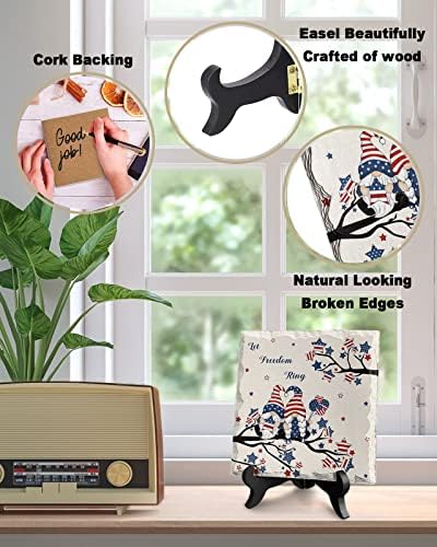 4th of July Ceramic Desk Plaque with Wooden Stand