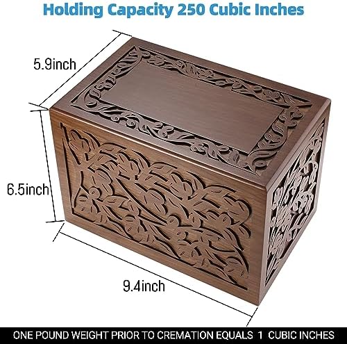 Wooden Cremation Urn Tree of Life Design for Human Ashes