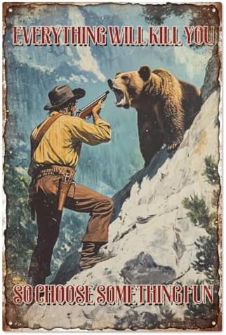 WADORN Bear Hunting Funny Metal Tin Sign 79x118 Inch