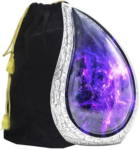 M Meilinxu Cremation Urn Teardrop Purple Black Galaxy Large