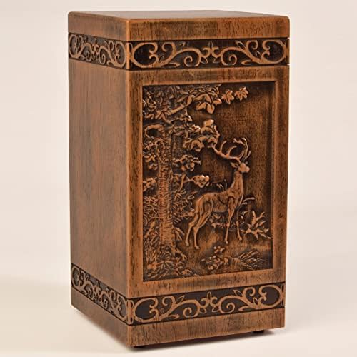 KIMNAG Wooden Cremation Urn Deer XL 250lbs