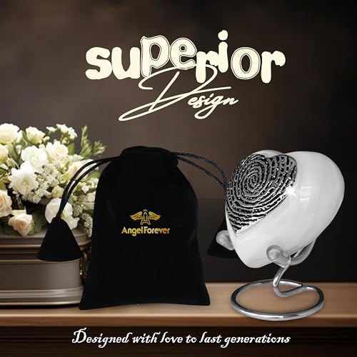 Heart Keepsake Cremation Urn Handcrafted Brass Mini Urn with Gold Stand and Velvet Box