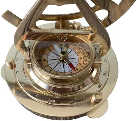 Brass Telescope Alidade with Compass Base Decorative Home Dcor