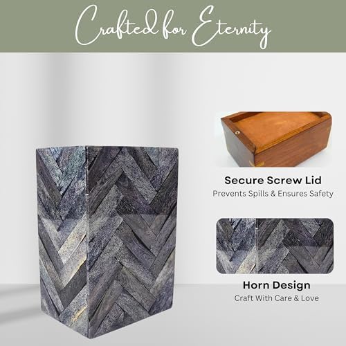 Gray Comet Decorative Urn with Chevron Design 70 Cubic Inch Capacity Memorial Keepsake for Adult Men Women