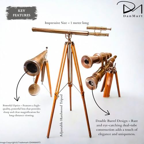 Victorian Antique Telescope Brass Wooden Stand