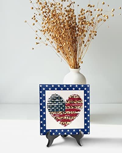 USA Flag Decorative Desk Plaque with Wooden Stand