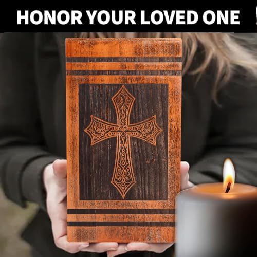 Handcrafted Wood Cross Urn for Human Ashes