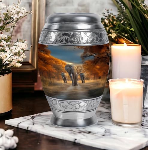 JAGSHASHI Elephant Keepsake Urn for Adult Ashes - 10 Inch 3 Inch Combo