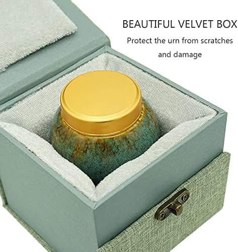 Handmade Ceramic Small Urn with Alloy Cover - Blue