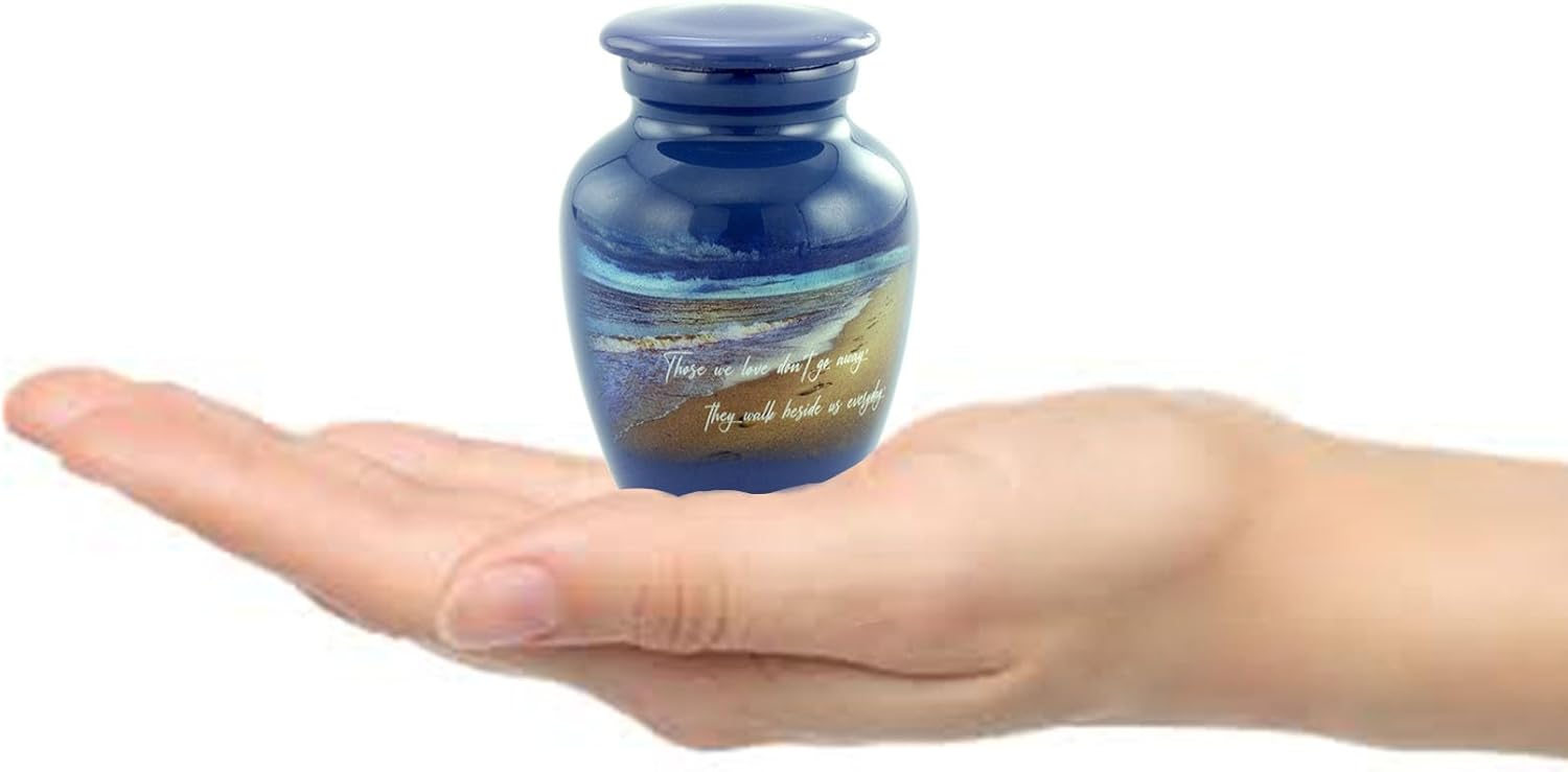 Footprints Keepsake Urn For Ashes - Miniature Handcrafted Urn With Premium Box And Velvet Bag