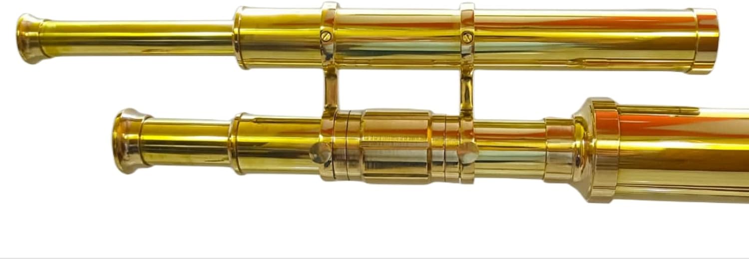 Vintage Brass Telescope with Adjustable Tripod Stand for Home Decor