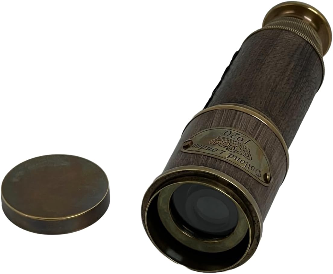 RS INTERNATIONAL 42 cm Antique Brass Folding Telescope Nautical Spyglass for Travel Dcor