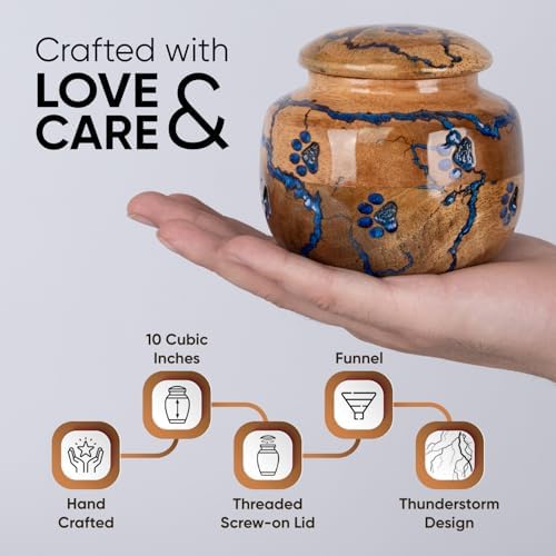 Wood Pet Urns for Dog and Cat Ashes - Blue Small 10 Cuin