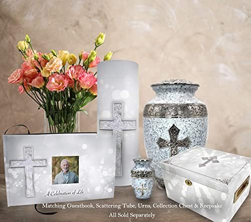 Silver Cross Scattering Tubes for Human Ashes TSA Approved Eco-Friendly Urns