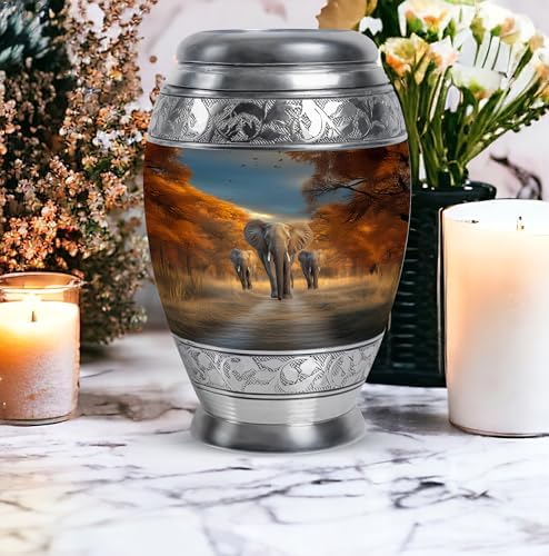 JAGSHASHI Elephant Keepsake Urn for Adult Ashes - 10 Inch 3 Inch Combo